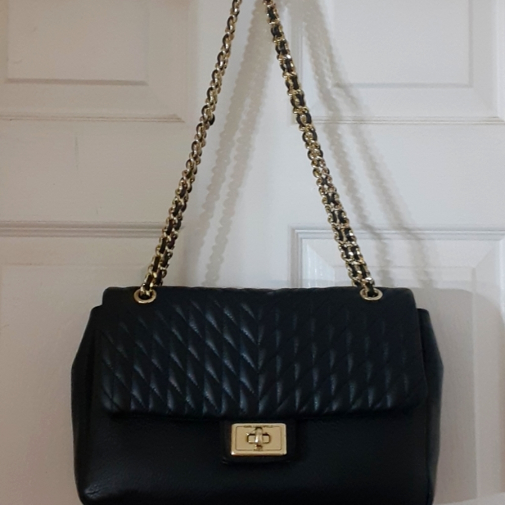 Karl Lagerfeld black tufted leather cross body or shoulder purse